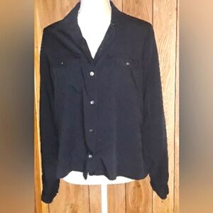 Liz Claiborne Sze Women' Large Black Elegant Longsleeves Blouse Top Smooth Shirt